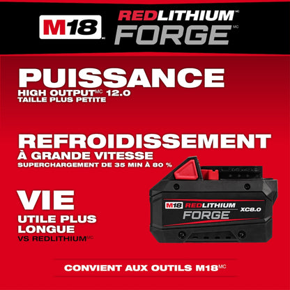 Milwaukee 48-59-1881 Tool 18-Volt M18 Lithium-Ion Extended Capacity (XC) 8.0 Ah REDLITHIUM FORGE Battery with Multi-Voltage Rapid Charger