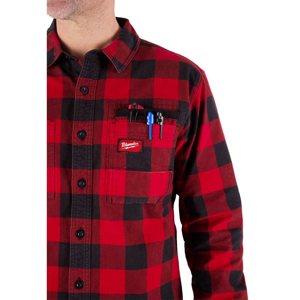 Milwaukee Tool Men's Red GRIDIRON Flannel Shirt