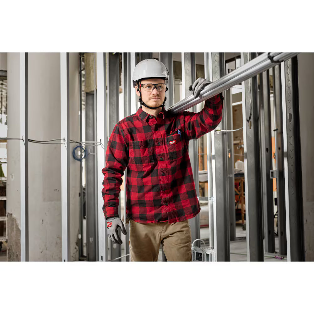 Milwaukee Tool Men's Red GRIDIRON Flannel Shirt
