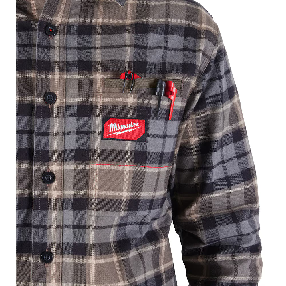 Milwaukee Tool Men's Gray GRIDIRON Flannel Shirt