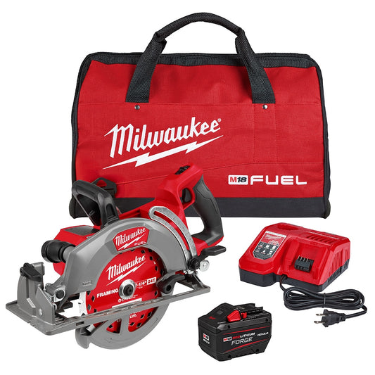 Milwaukee 2930-21HD Tool M18 FUEL 18-Volt Lithium Ion Brushless Cordless 7-1/4 inch Rear Handle Circular Saw Kit with (1) 12.0Ah FORGE
