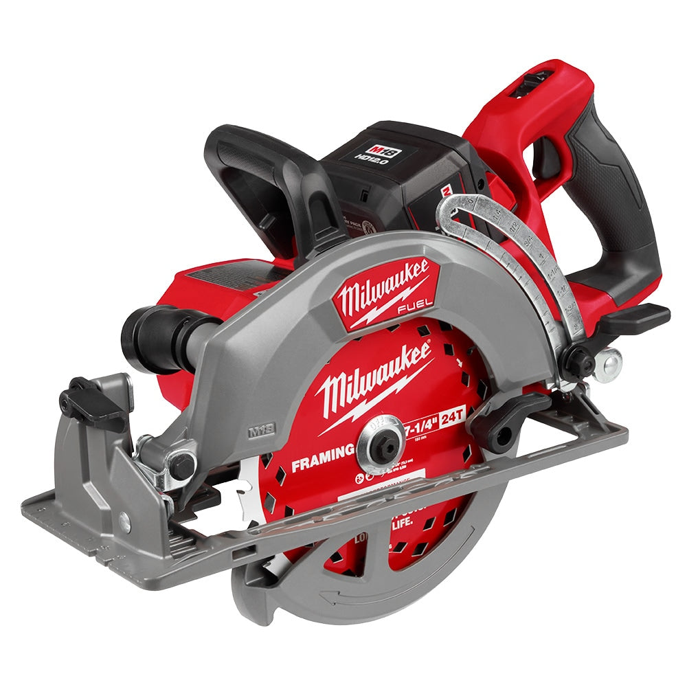 Milwaukee 2930-21HD Tool M18 FUEL 18-Volt Lithium Ion Brushless Cordless 7-1/4 inch Rear Handle Circular Saw Kit with (1) 12.0Ah FORGE