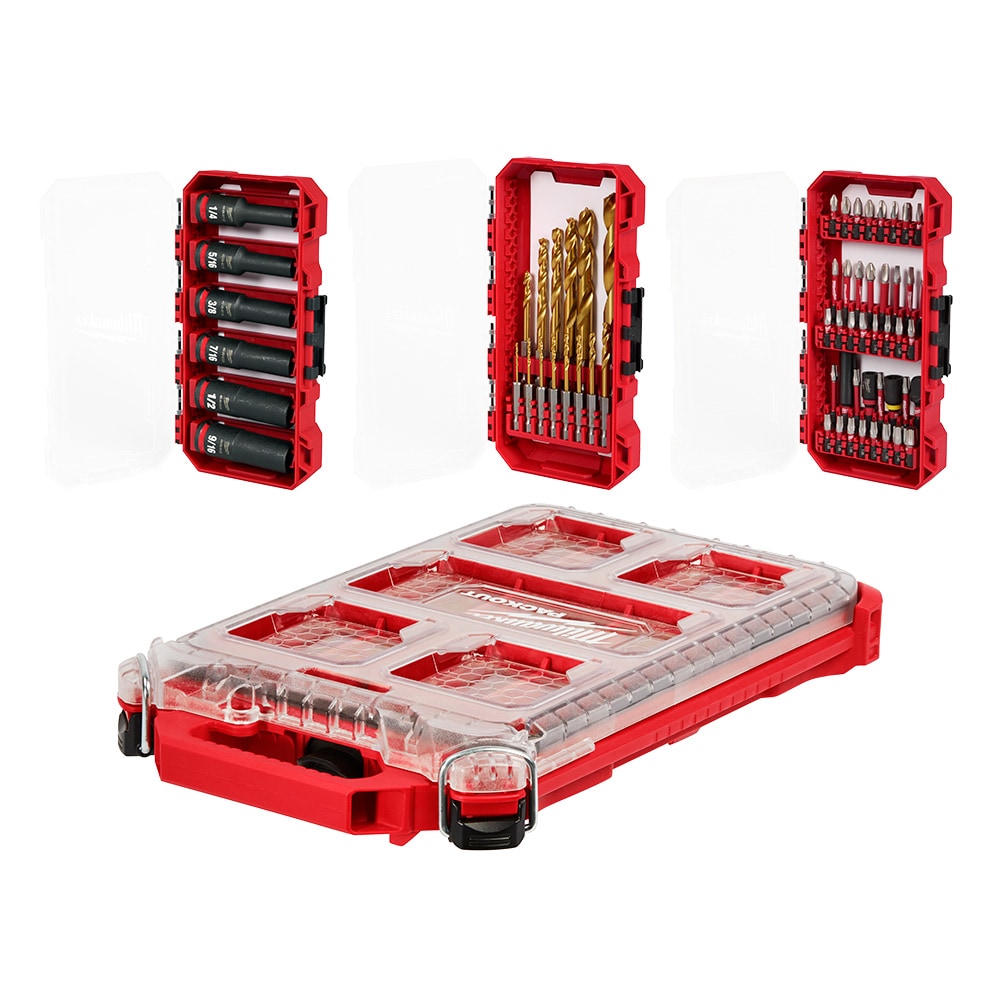 Milwaukee 48-32-5162CA Tool SHOCKWAVE Impact Duty Drill, Drive & Fasten PACKOUT Set (60-Piece)