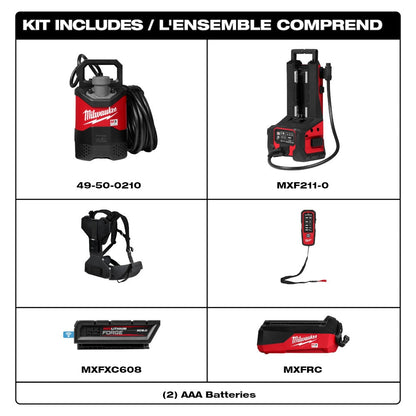 Milwaukee MXF211-1XC Tool MX FUEL Brushless Cordless 1HP 2 in. Submersible Pump Kit w/ (1) XC 8.0 Battery & Rapid Charger