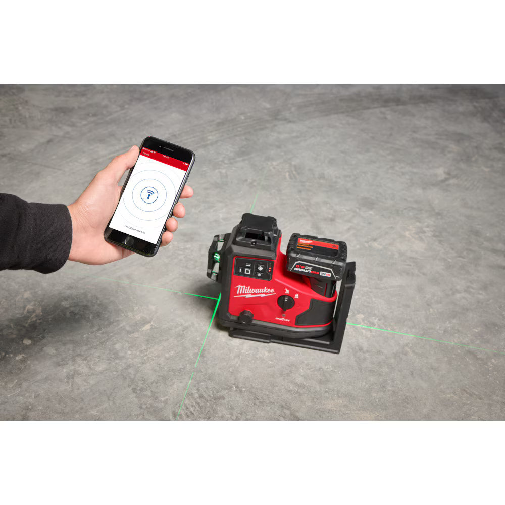 Milwaukee 3642-21 Tool M12 12-Volt Lithium-Ion Green 3-Plane Laser with 4.0Ah Battery, Automatic Alignment and Receiver