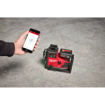 Milwaukee 3642-21 Tool M12 12-Volt Lithium-Ion Green 3-Plane Laser with 4.0Ah Battery, Automatic Alignment and Receiver