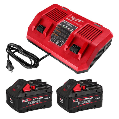 Milwaukee 48-59-1888 Tool M18 18V Li-Ion 8.0 Ah REDLITHIUM FORGE Starter Kit w/ Dual Bay Rapid Charger (2-Pack)