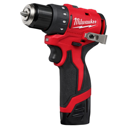 Milwaukee 3401-22 Tool M12 12V Lithium-Ion Brushless Cordless 3/8 in. Drill/Driver w/ (2) 2.0 Ah Batteries