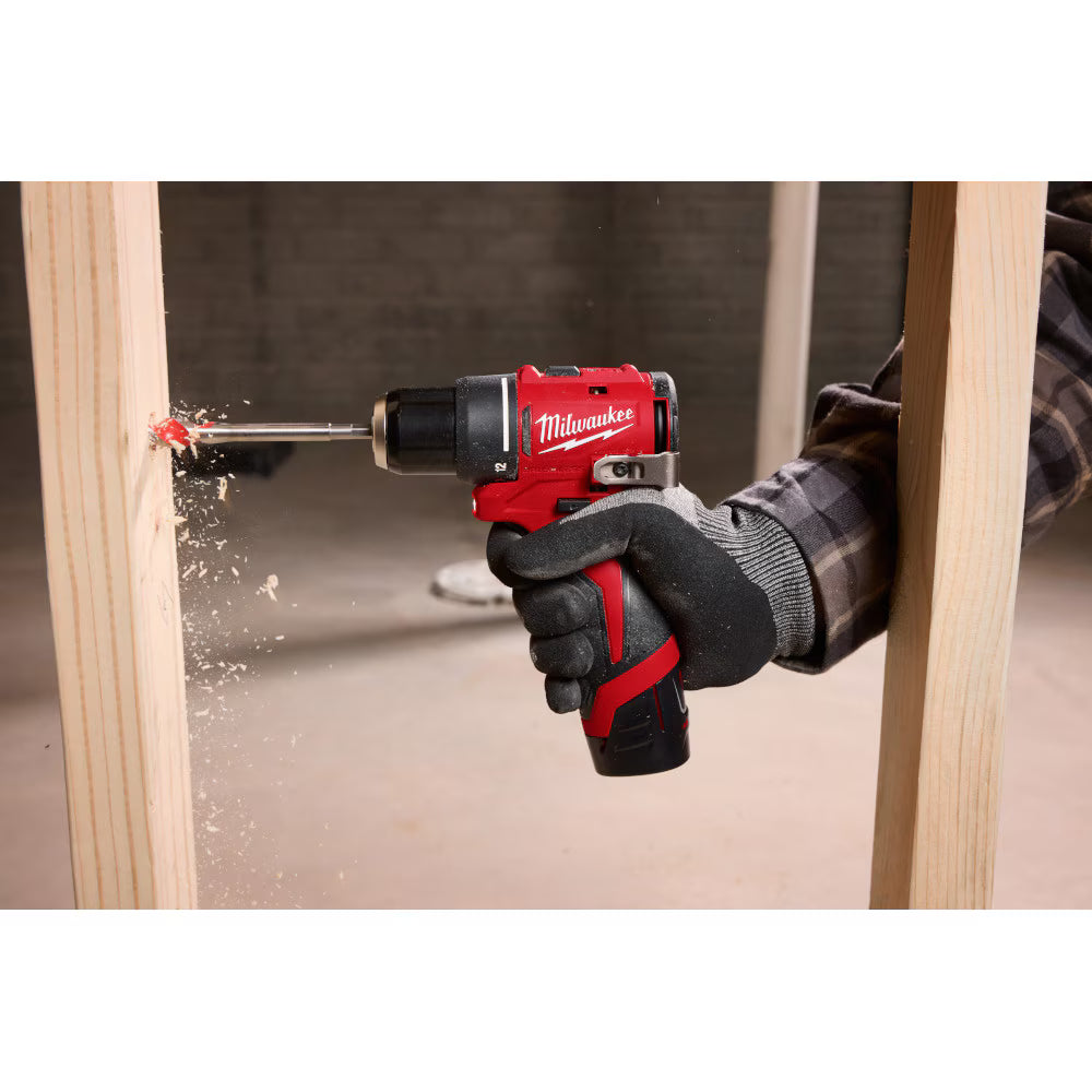 Milwaukee 3401-22 Tool M12 12V Lithium-Ion Brushless Cordless 3/8 in. Drill/Driver w/ (2) 2.0 Ah Batteries