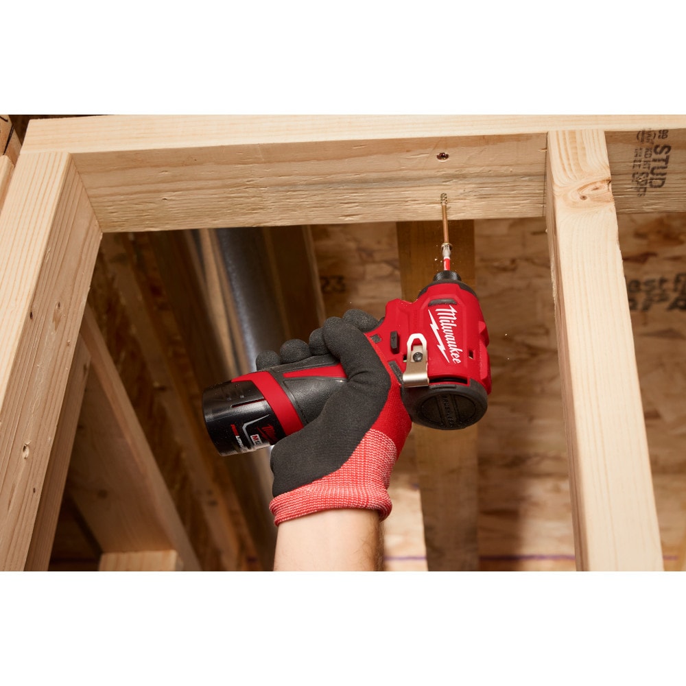 Milwaukee 3450-22 Tool M12 12V Lithium-Ion Brushless Cordless 1/4 in. Impact Driver w/ (2) 2.0 Ah Batteries