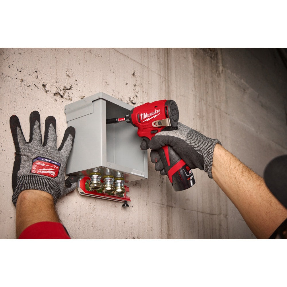 Milwaukee 3450-22 Tool M12 12V Lithium-Ion Brushless Cordless 1/4 in. Impact Driver w/ (2) 2.0 Ah Batteries
