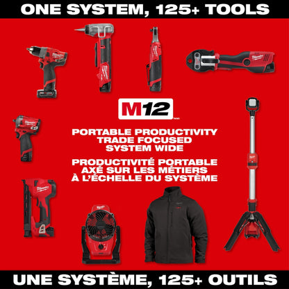 Milwaukee 2519-21 Tool M12 12-Volt Lithium-Ion High Speed Chain Snake for 1-1/4 inch -2 inch Pipes