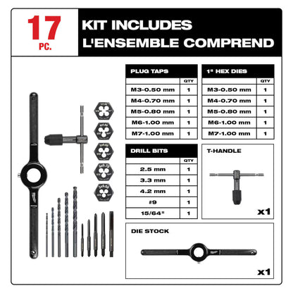 Milwaukee 49-22-5601 Tool Metric Tap and Die Set (17-Piece)