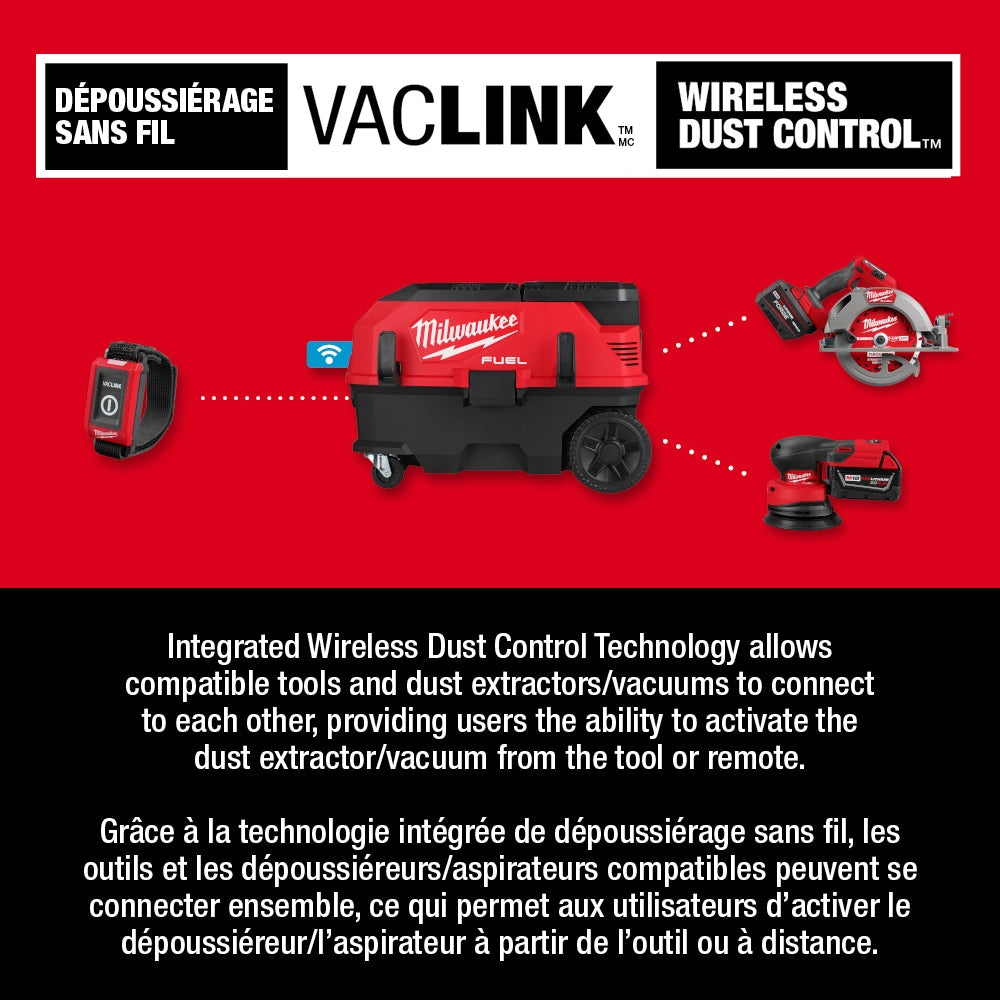 Milwaukee 0888-20 Tool M18 FUEL 18-Volt Li-Ion Cordless 9 Gal. Dual-Batt Dust Extractor with PACKOUT and VACLINK