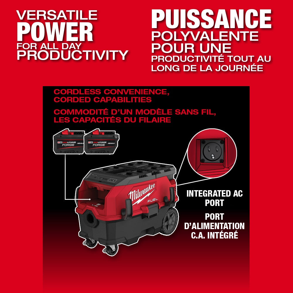 Milwaukee 0888-20 Tool M18 FUEL 18-Volt Li-Ion Cordless 9 Gal. Dual-Batt Dust Extractor with PACKOUT and VACLINK
