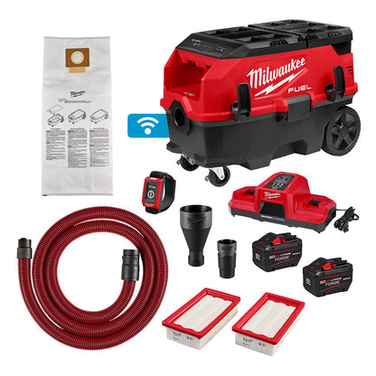 Milwaukee 0888-22HD Tool M18 FUEL 18-VOLT Li-on Cordless 9 Gal. Dual-Bat Dust Extractor with PACKOUT & VACLINK Kit with (2) 12.0 Ah Battery
