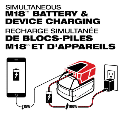 Milwaukee 2847-20 Tool 18-Volt M18 Lithium-Ion Brushless Cordless 100-Watt Powered TOP-OFF Charger and Power Supply