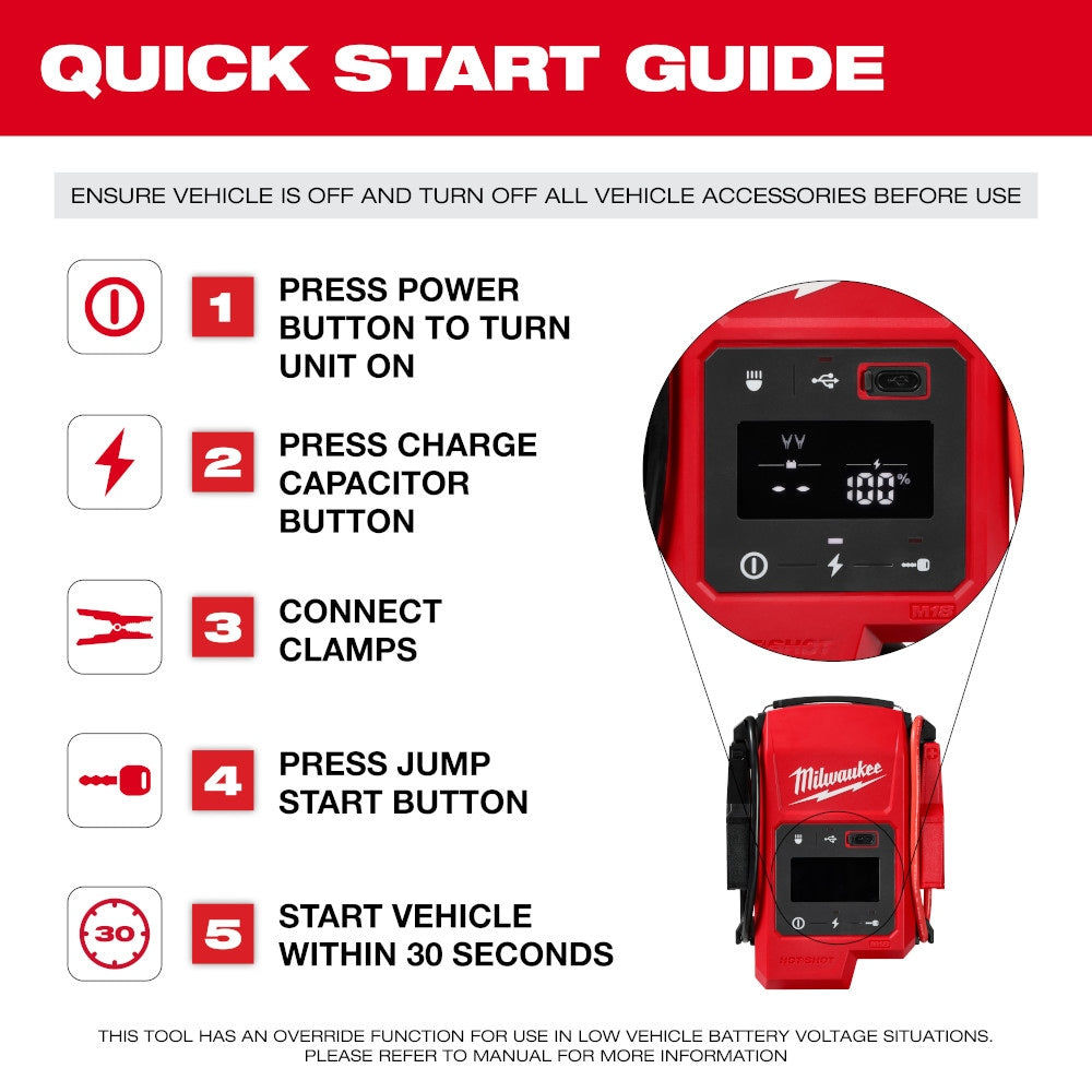 Milwaukee 3841-20 Tool M18 FUEL 18V Lithium-Ion HOTSHOT Jump Starter
