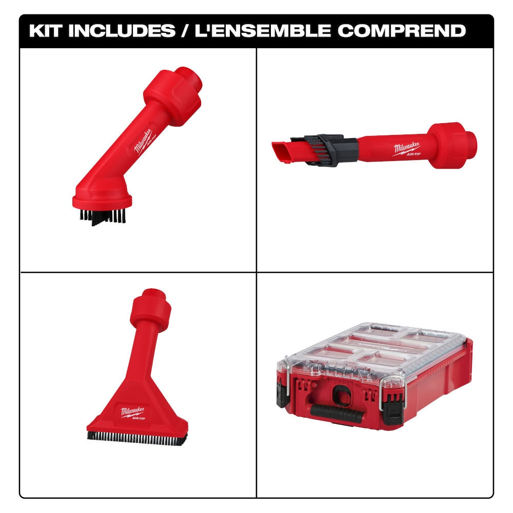 Milwaukee 49-90-2043P Tool AIR-TIP Remodeling 3-Piece Vacuum Tool Kit with PACKOUT Compact Organizer