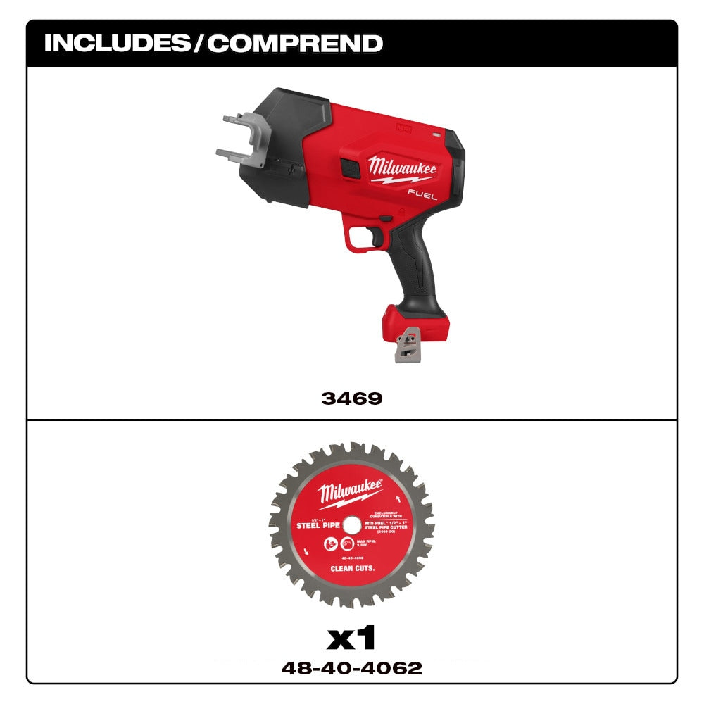 Milwaukee 3469-20 Tool M18 FUEL 18-Volt Lithium-Ion Brushless Cordless 1/2 inch - 1 inch Steel Pipe Cutter