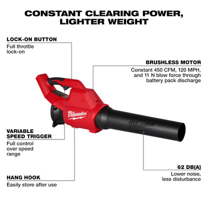Milwaukee 3044-20 Tool M18 Brushless 120 MPH 450 CFM 18V Li-Ion Cordless Handheld Leaf Blower (Tool-Only)