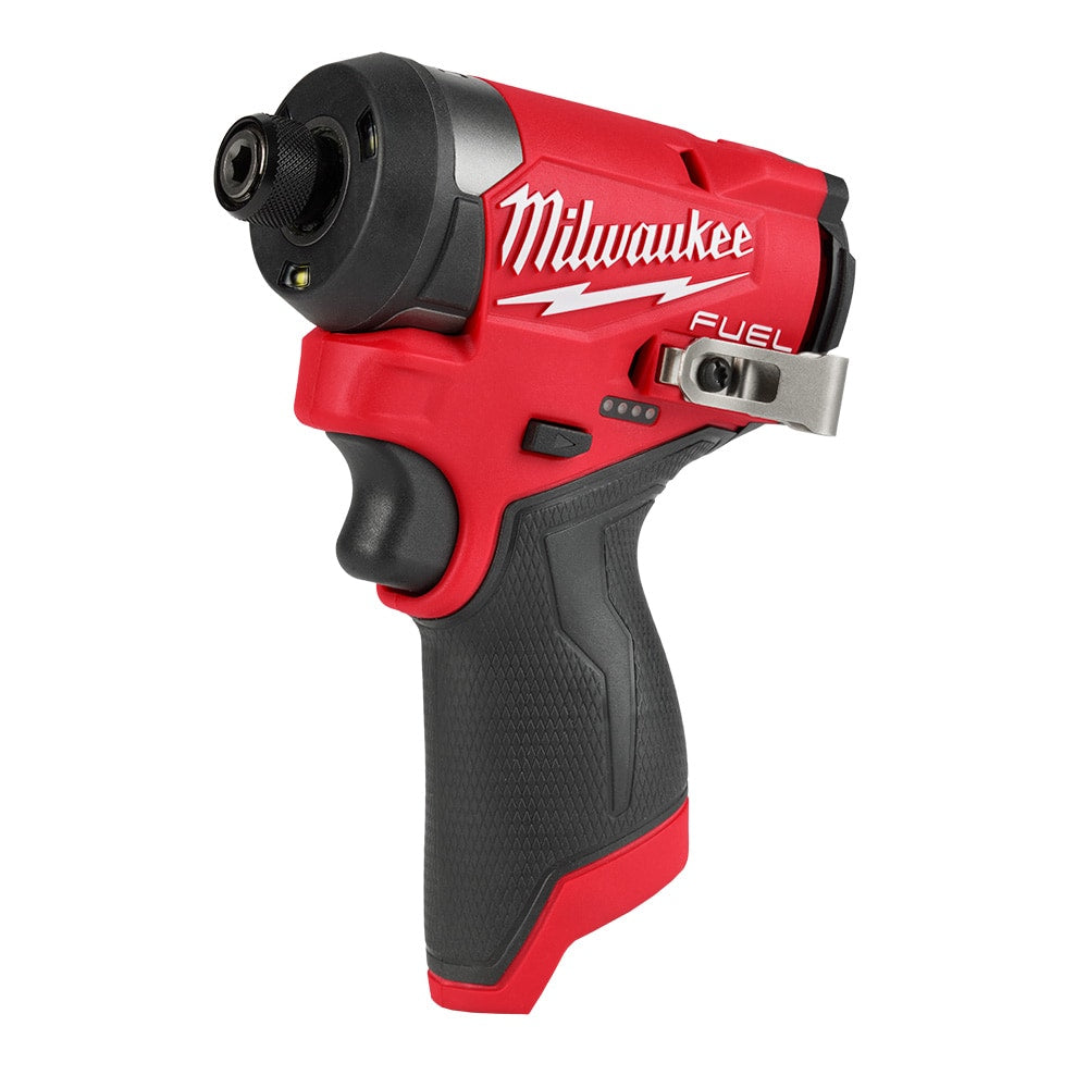 Milwaukee 3453-21 Tool M12 FUEL 12V Li-Ion Brushless 1/4 in. Hex Impact Driver Compact Kit w/ (1) 2.0Ah Battery and Charger