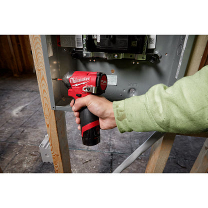 Milwaukee 3453-21 Tool M12 FUEL 12V Li-Ion Brushless 1/4 in. Hex Impact Driver Compact Kit w/ (1) 2.0Ah Battery and Charger