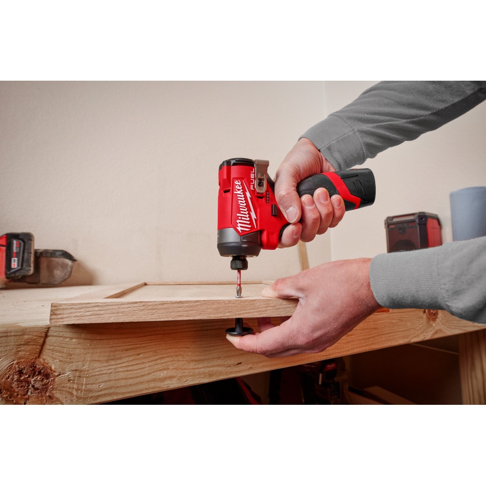 Milwaukee 3453-21 Tool M12 FUEL 12V Li-Ion Brushless 1/4 in. Hex Impact Driver Compact Kit w/ (1) 2.0Ah Battery and Charger