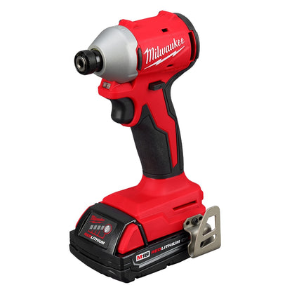 Milwaukee 3650-21P Tool M18 18V Li-Ion Compact Brushless Cordless 1/4in. Impact Driver Kit w/ (1) 2.0 Ah Battery and Charger