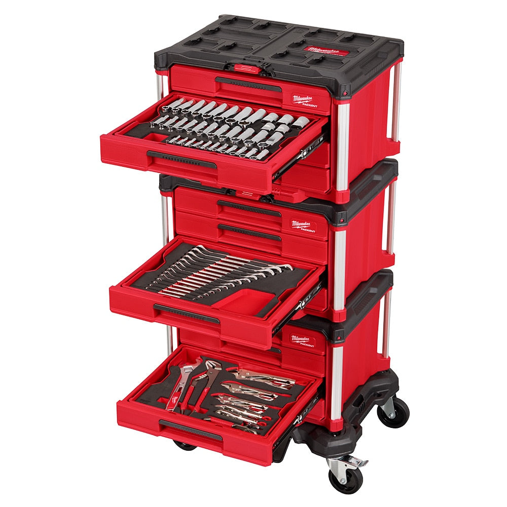 Milwaukee 48-22-9495 Tool Master Mechanics Hand Tool Set with PACKOUT Drawers & PACKOUT Dolly – 366-Piece