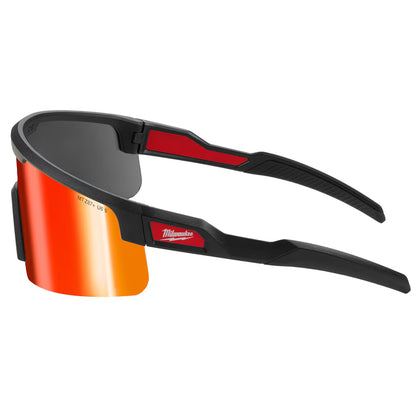 Milwaukee 48-73-2506 Tool Safety Glasses with Red Wrap-Around Mirrored Anti-Scratch Lenses