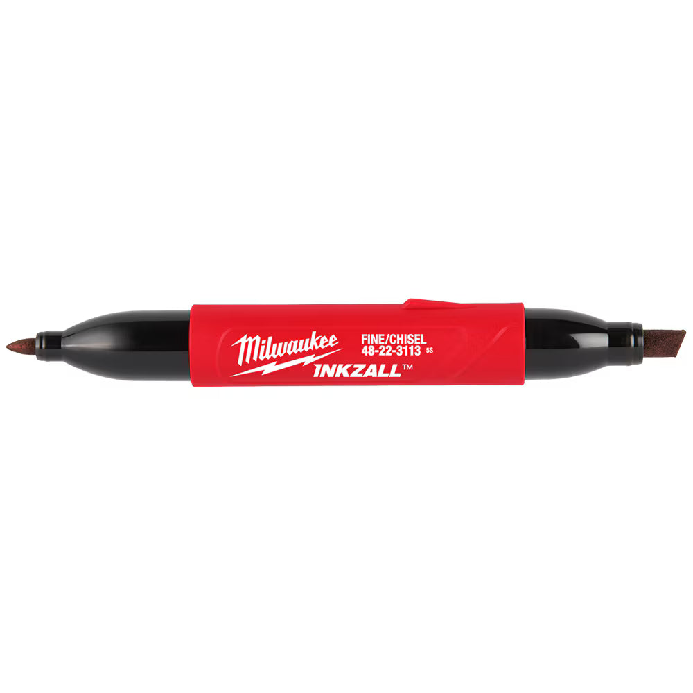 Milwaukee 48-22-3113 Tool INKZALL Double Sided Black Jobsite Marker - Fine Point & Chisel Tip