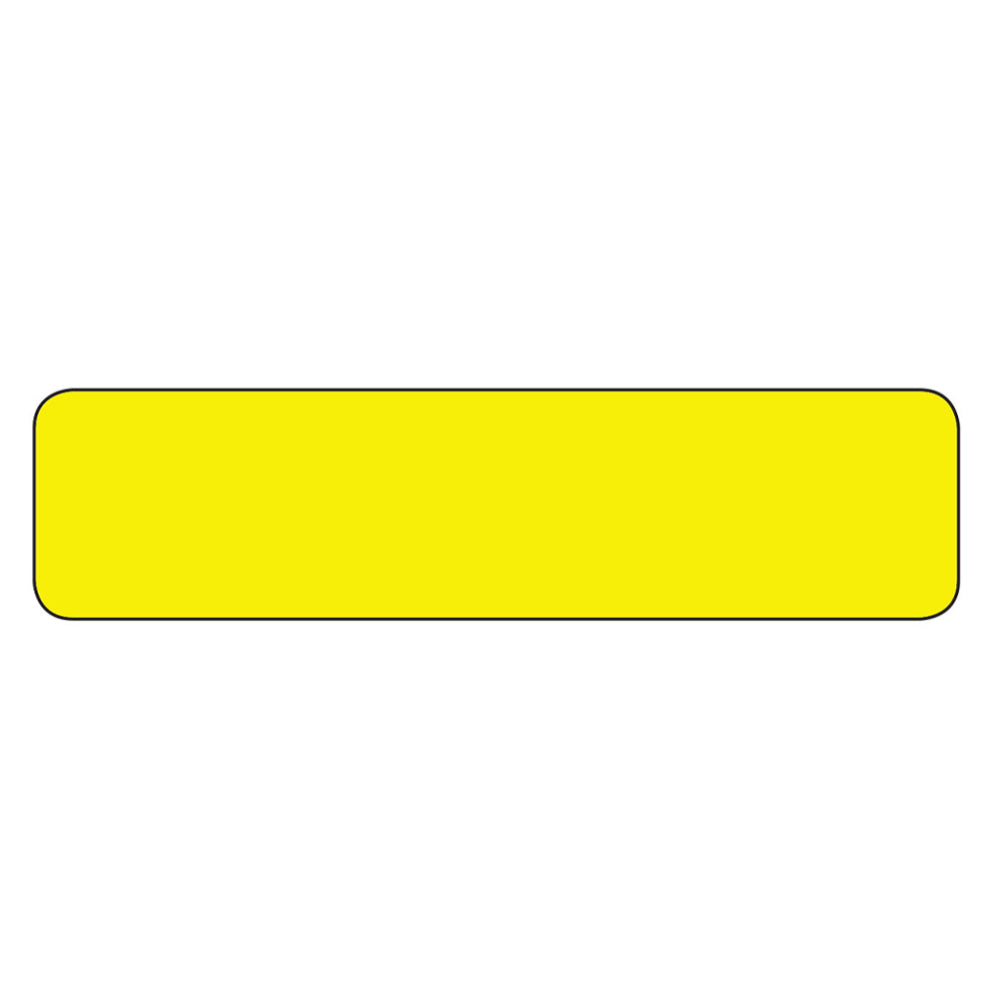 A single plain blank vibrant yellow rectangular label with rounded corners on a clean white background