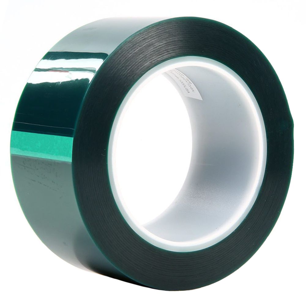 Single roll of green polyester powder coating tape, heat resistant up to 400 degrees Fahrenheit.
