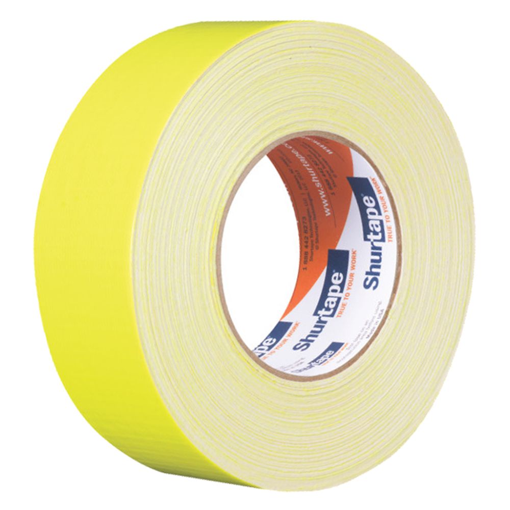 Polyken 510N Neon Yellow fluorescent gaffers tape roll with 11.5 mil cloth backing