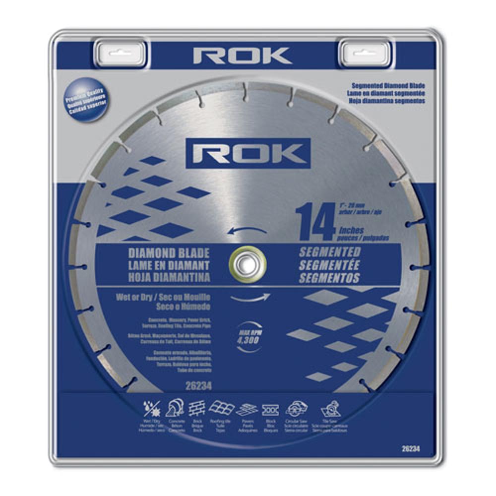 ROK 26234 14″ Wet / Dry Segmented Diamond Blade, 1″ – 20mm Arbor