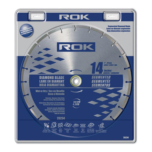 ROK 26234 14″ Wet / Dry Segmented Diamond Blade, 1″ – 20mm Arbor