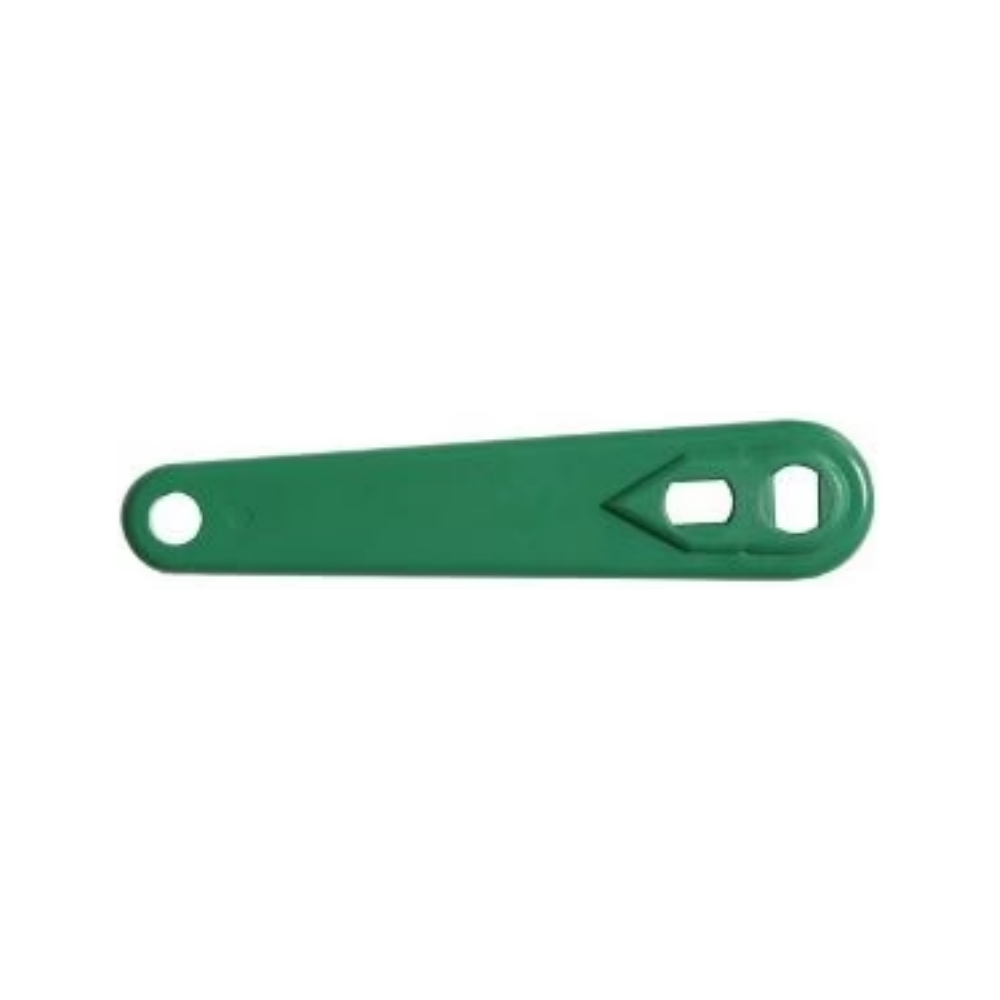 Profile view of the LEO L-5080 oxygen wrench, showcasing the durable rigid nylon construction and precision-molded valve socket.