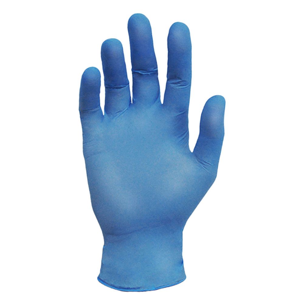 Ronco Blurite blue nitrile disposable examination glove powder free latex free single glove view
