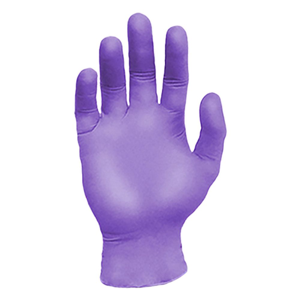 Ronco Earth purple biodegradable powder-free nitrile examination glove, single glove view