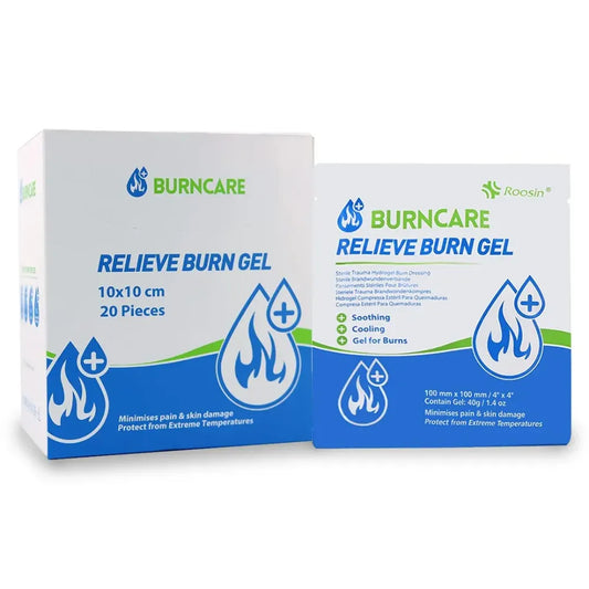 Bulk box of 20 Burn FSBURND4X4 Dressings, ideal for clinical environments and high-capacity emergency first aid stations.