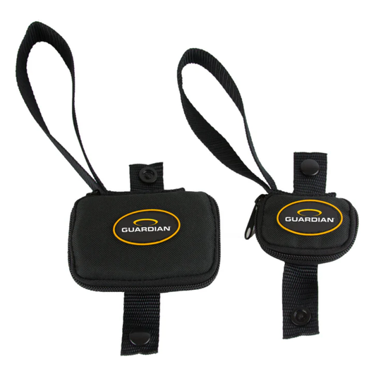 Close-up of LEO safety harness suspension trauma relief straps in zippered pouch