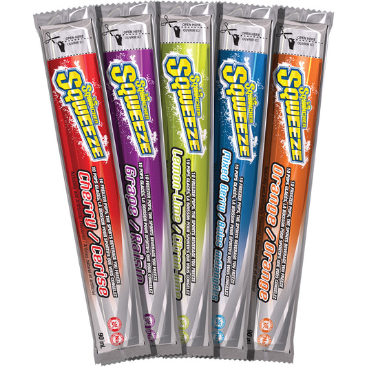 Sqwincher® Sqweeze® Electrolyte Freezer Pops – Assorted Flavours, 3 oz, Case of 150