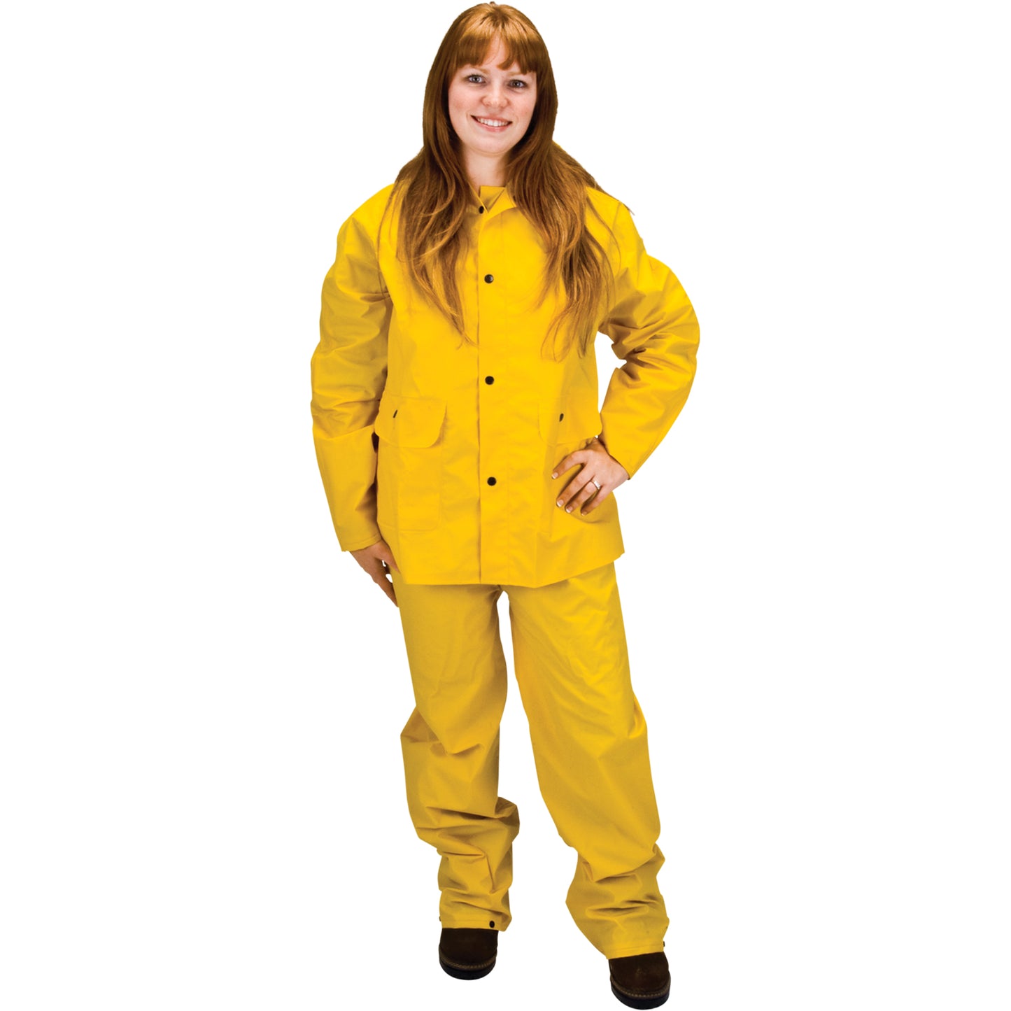 RZ100 2-Piece Rain Suit – Yellow, Small, Triple Layer PVC/Polyester, Ultrasonically-Welded Seams