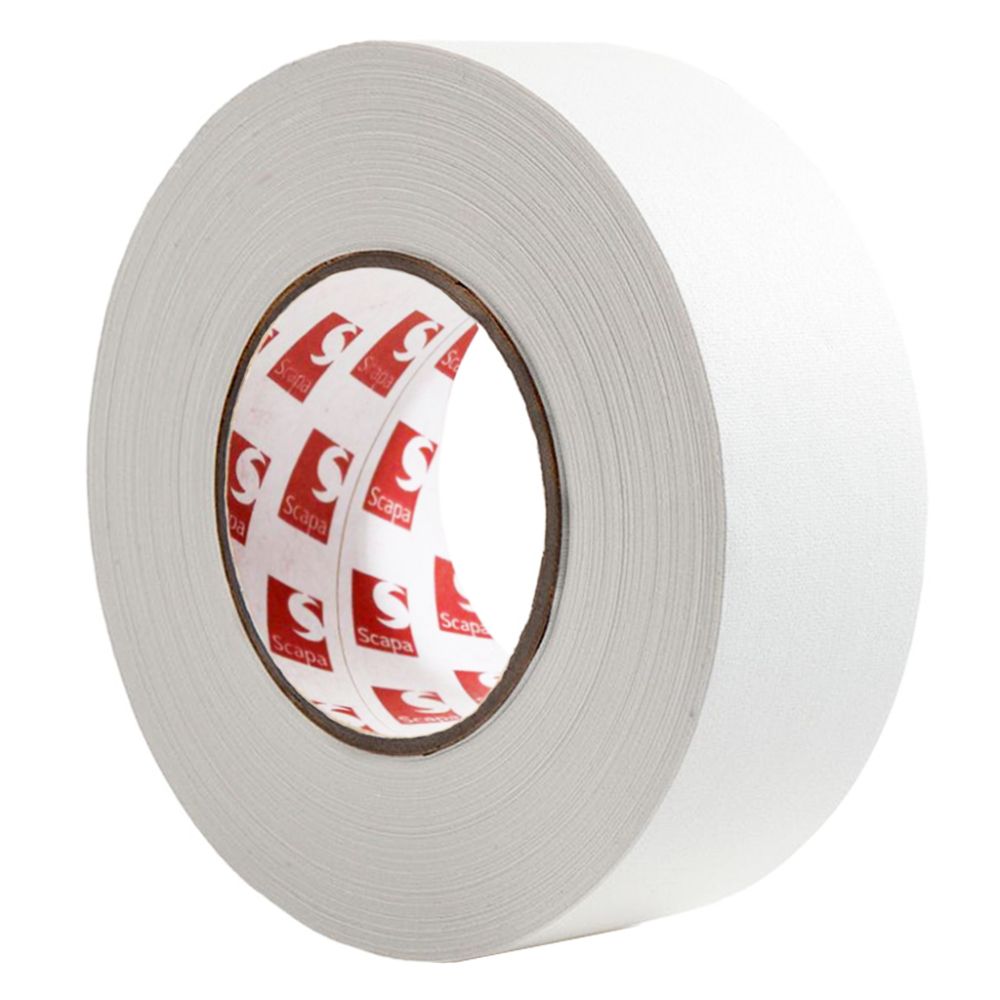 : Scapa 124 white cloth gaffer tape roll  for professional photography and stage use.