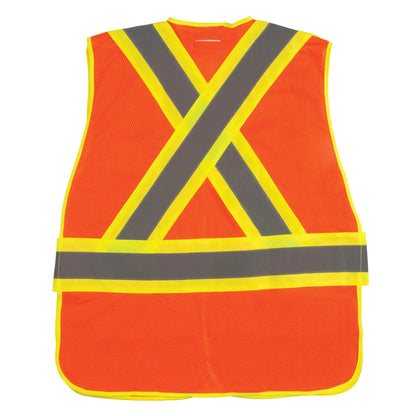CSA-Compliant High Visibility Surveyor Vest – Orange, Medium, 5-Point Tear-Away, D-Ring Access, Machine Washable