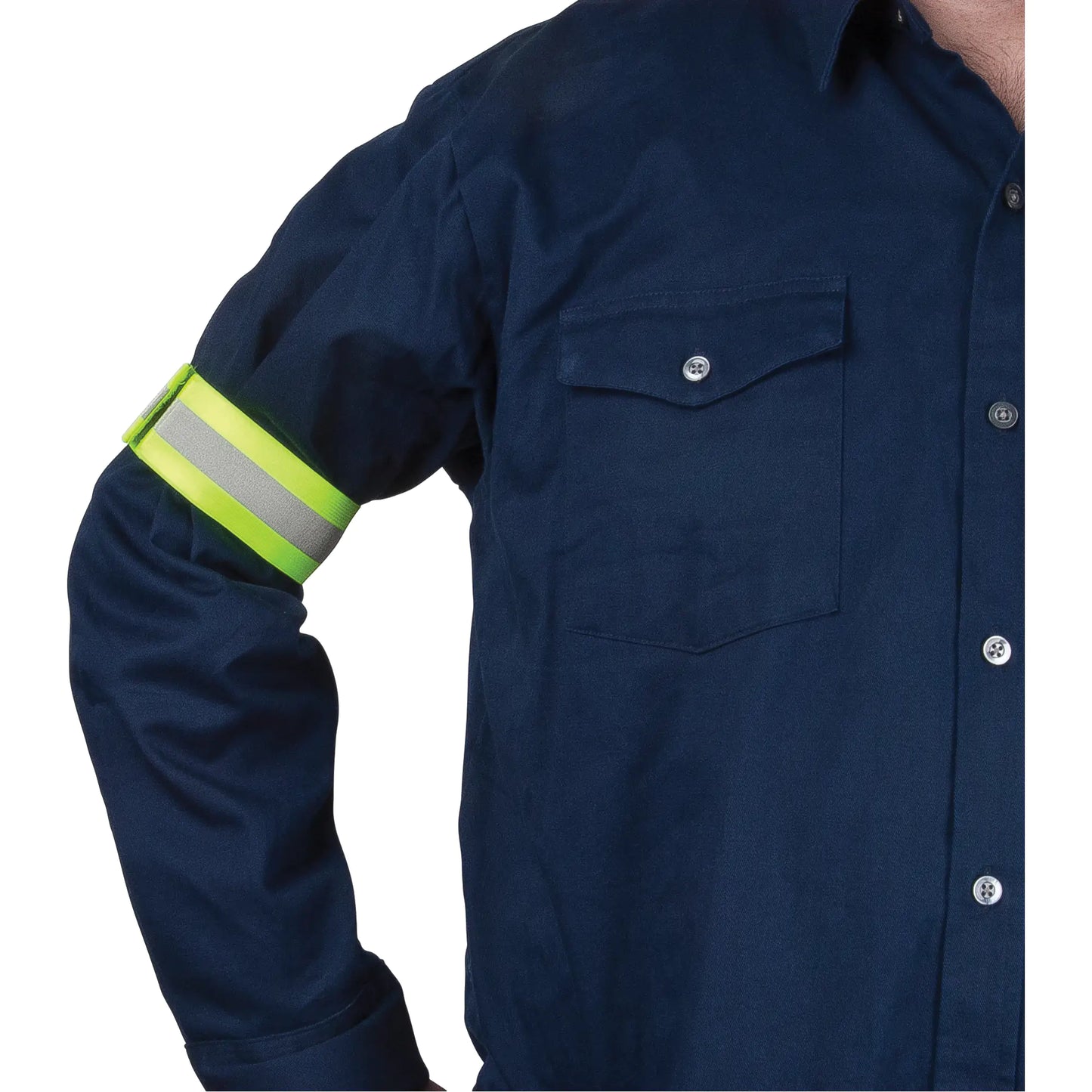 10" High Visibility Arm &amp; Leg Band – Lime-Yellow/Silver Reflective, Hook and Loop Closure, Sold Individually