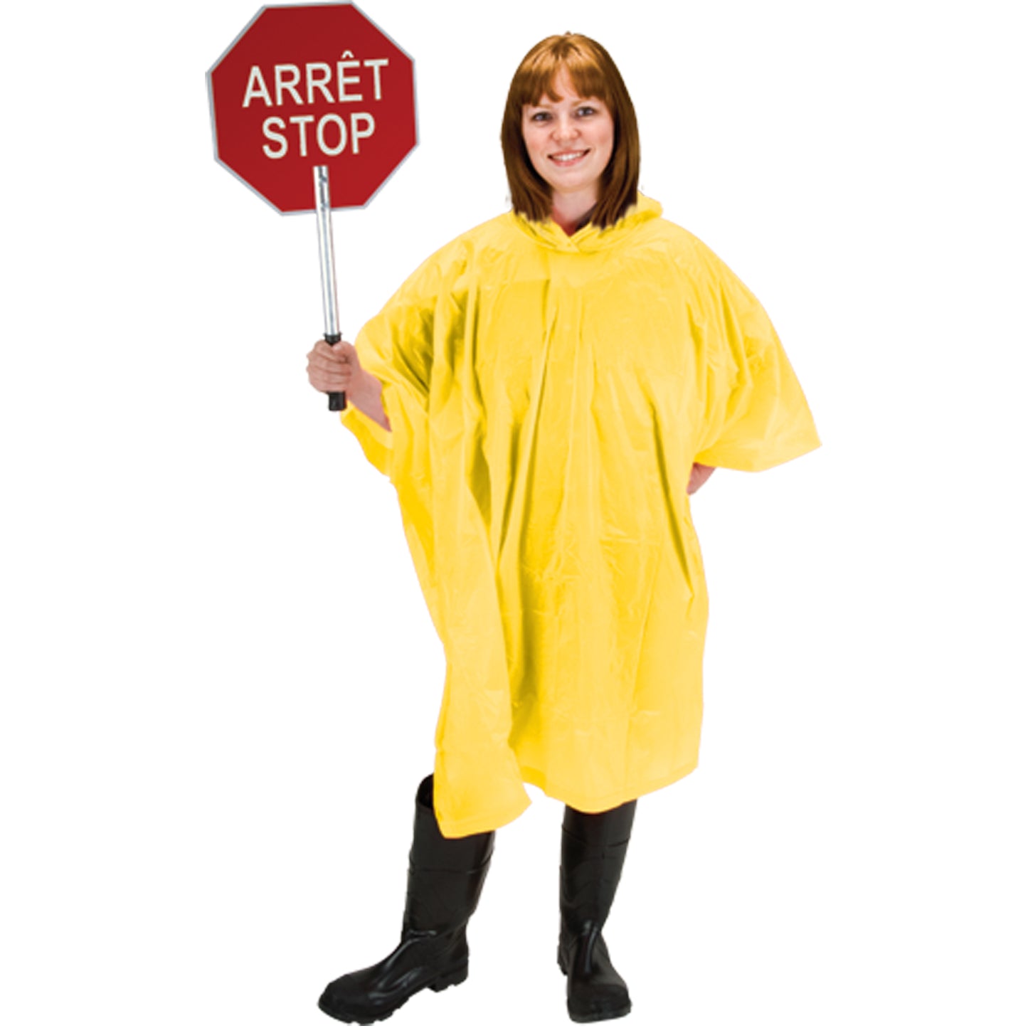RZ Poncho – Yellow, One Size, Single-Ply PVC, Ultrasonically-Welded Seams, Reusable