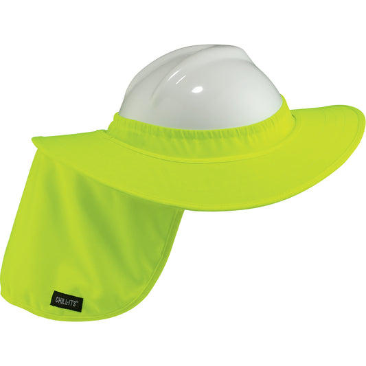 Ergodyne Chill-Its® 6660 Hard Hat Brim with Neck Shade – High Visibility Lime-Yellow/Orange , Universal Fit