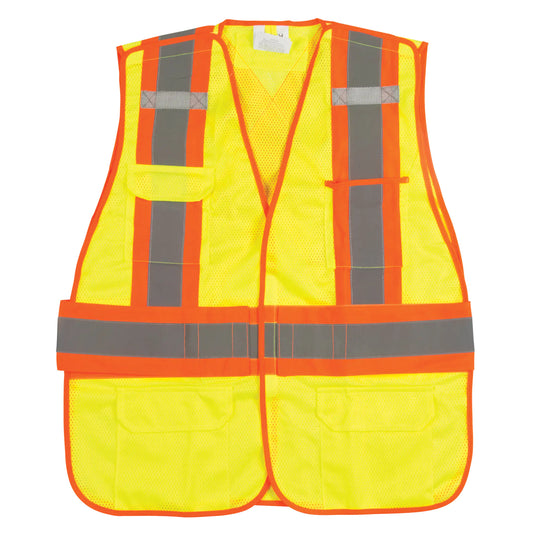 Flame-Resistant Surveyor Vest – High Visibility Lime-Yellow, Medium, CSA Z96 Class 2 Level 2